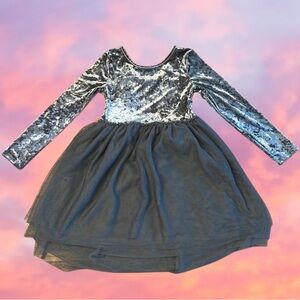 NWOT Cat and Jack Gray Velvet Long Sleeve Dress Size S 6/6X